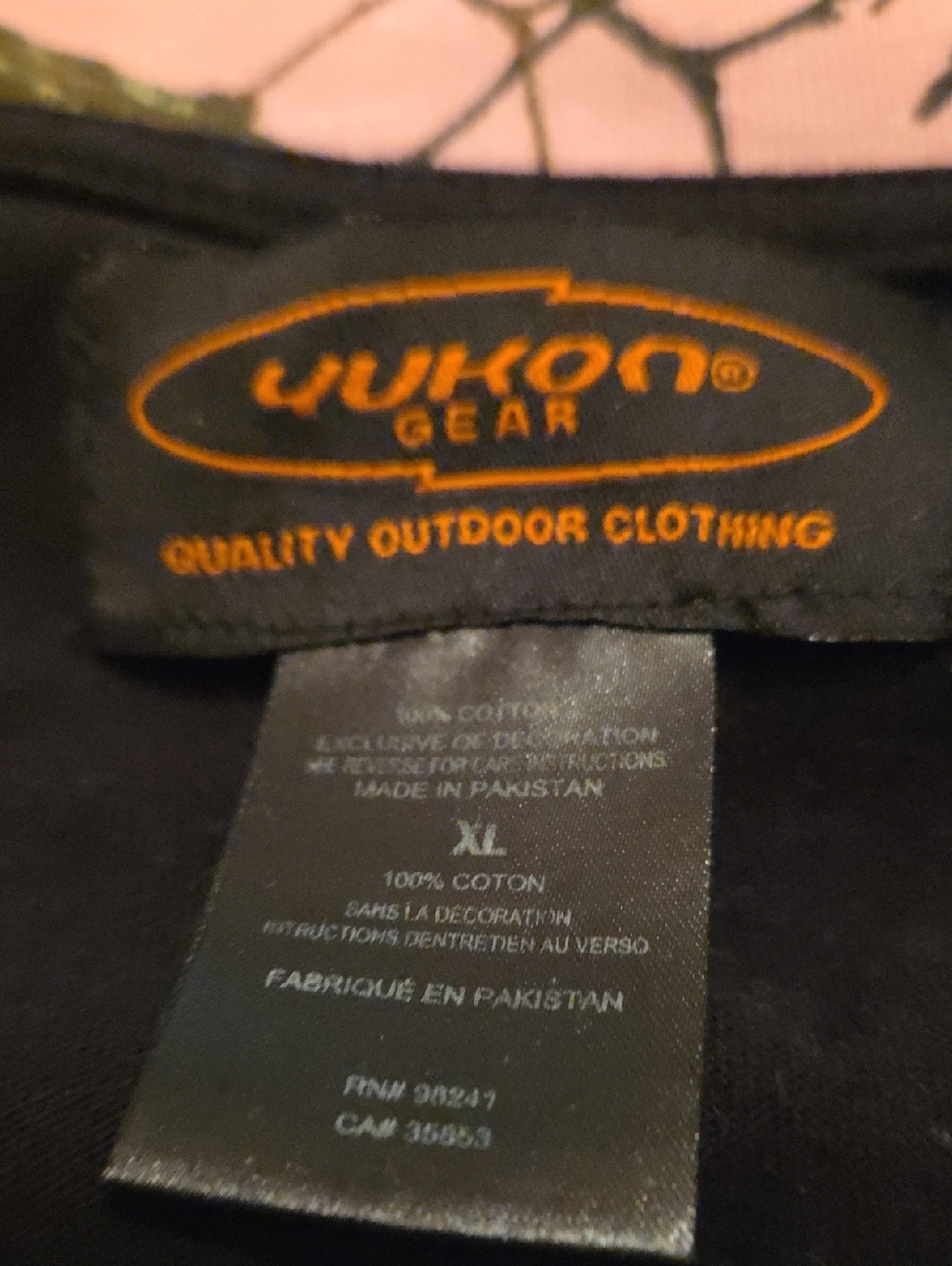 Yukon Gear Black Shirt with Pink Camo Sleeves